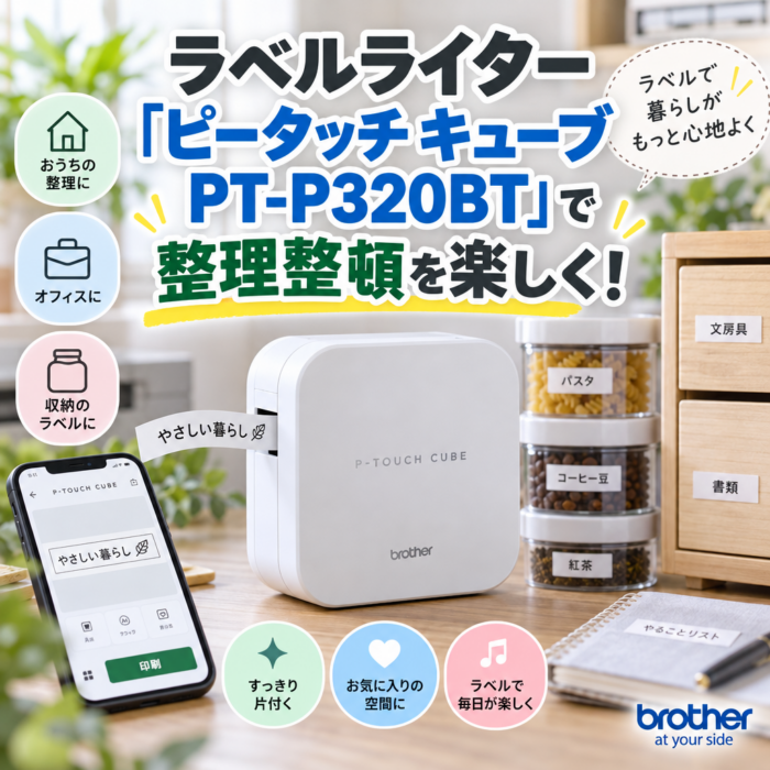 ラベルライター「ピータッチ キューブ PT-P320BT」で整理整頓を楽しく！