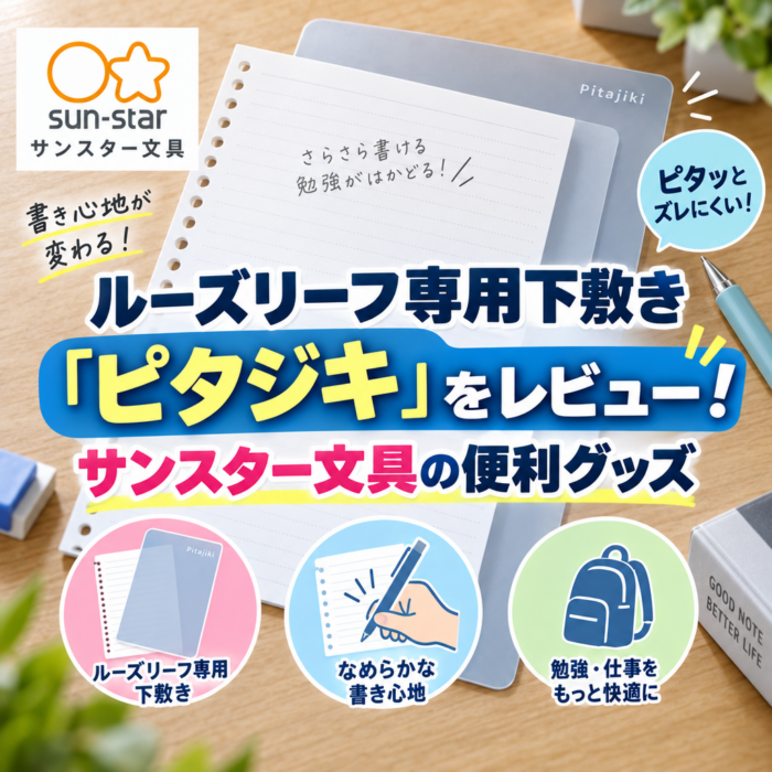 ルーズリーフ専用下敷き「ピタジキ」をレビュー！サンスター文具の便利グッズ